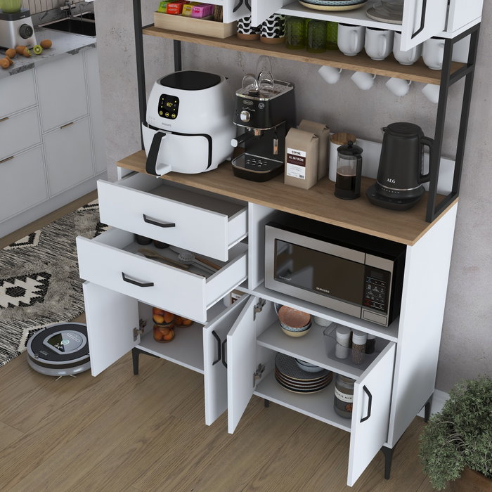 Hanah Home Armario Multiusos JE180 - 3403 Nogal y Blanco Hanah Home Armario Multiusos JE180 - 3403 Nogal y Blanco